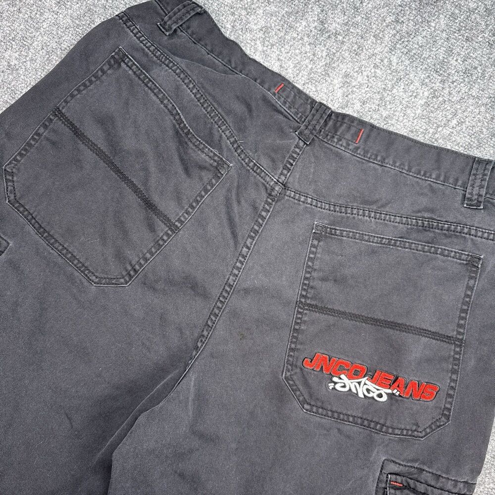 Vintage JNCO Jeans Cargo Shorts 36 Black Baggy Y2K 90s Skater Wide Leg